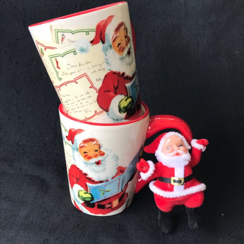 Vintage Style Letters to Santa Christmas Coffee Mugs -Williams Sonoma - …